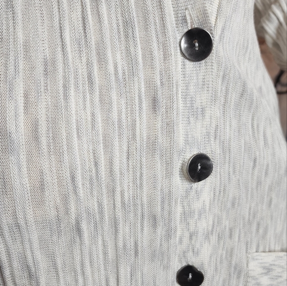 Nic+Zoe knite grey/cream button cardigan. pockets. size small - Picture 16 of 17
